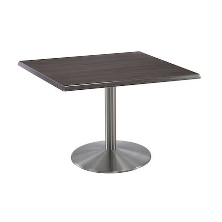 Holland Bar Stool Co 30" Tall OD214 Stainless Steel Table Base 22" Diameter 36"x36" Square Charcoal Top OD214-2230SSOD36SQChar